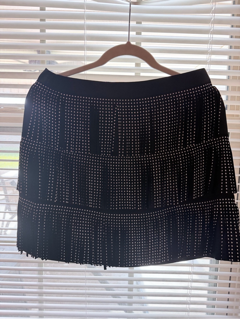 Main Strip Black Studded Tiered Mini Skirt